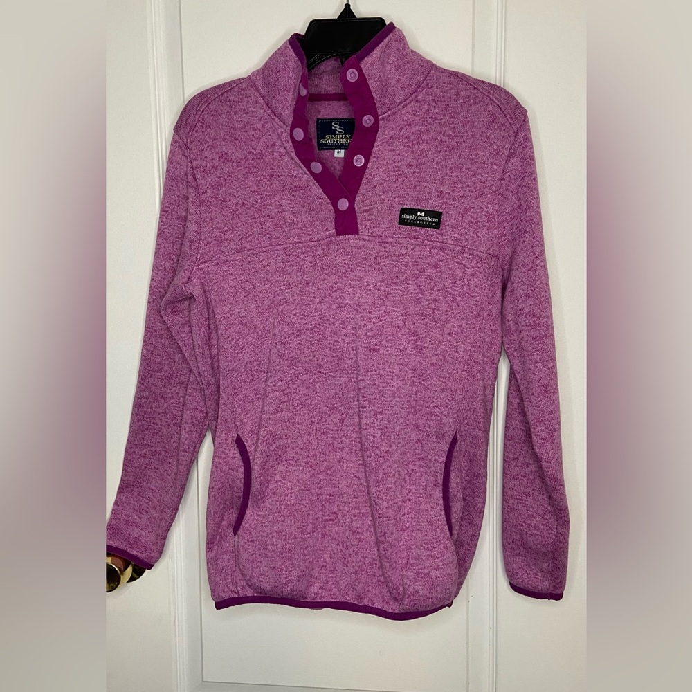 Simply Southern Women's V-Neck Sweater in Purple